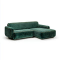 Canapé d'angle droit 3 places vert foncé en velours côtelé polyester forme L 230 x 150 x 82 cm