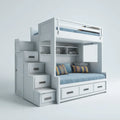 Lit superposé enfant blanc 2 couchages 90 x 200 cm en panneaux MDF rectangulaire 245 x 104 x 190 cm