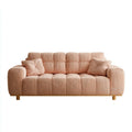 Canapé droit 3 places rose poudré en velours côtelé polyester 210 x 90 x 88 cm