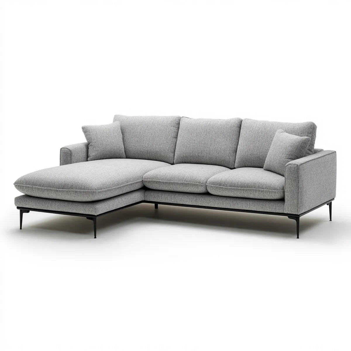 Canapé d'angle gauche 3 places gris en polyester forme L 250 x 160 x 85 cm