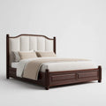 Lit double 160 x 200 cm marron foncé avec tête de lit capitonnée en polyester structure en MDF rectangulaire