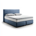 Ensemble lit double boxspring bleu et blanc 160 x 200 cm en polyester avec tête de lit rectangulaire et matelas