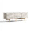 Meuble TV 3 portes blanc 180 x 45 x 75 cm en PU et MDF rectangulaire