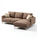 Canapé d'angle droit 4 places brun en polyester 280 x 160 x 85 cm