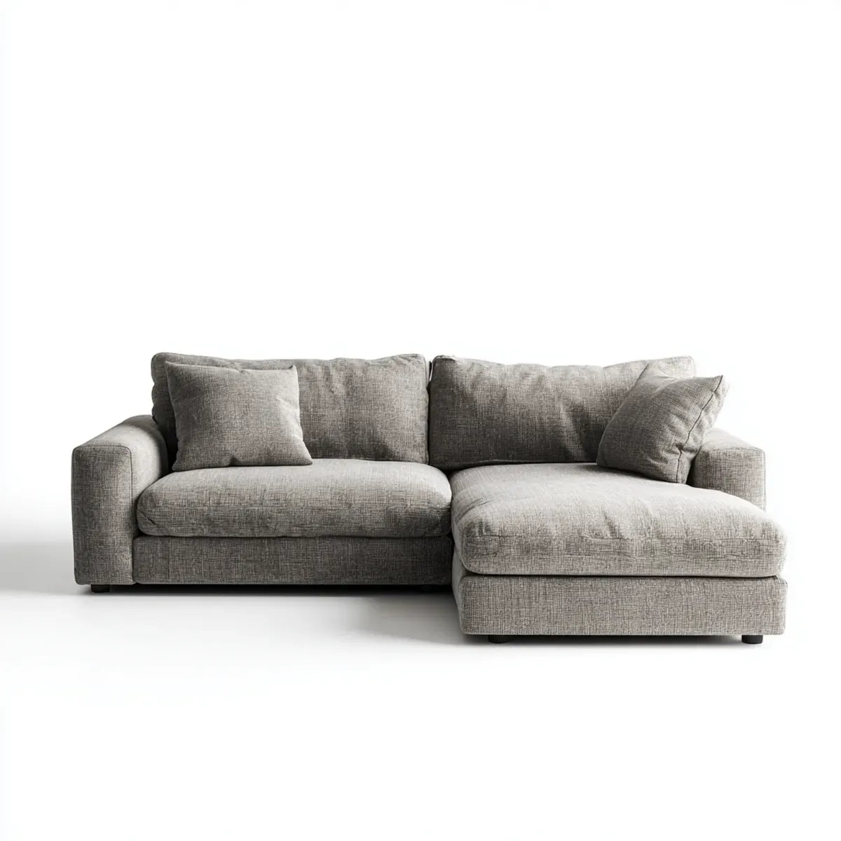 Canapé d'angle 3 places gris avec méridienne droite 250 x 160 x 85 cm en polyester