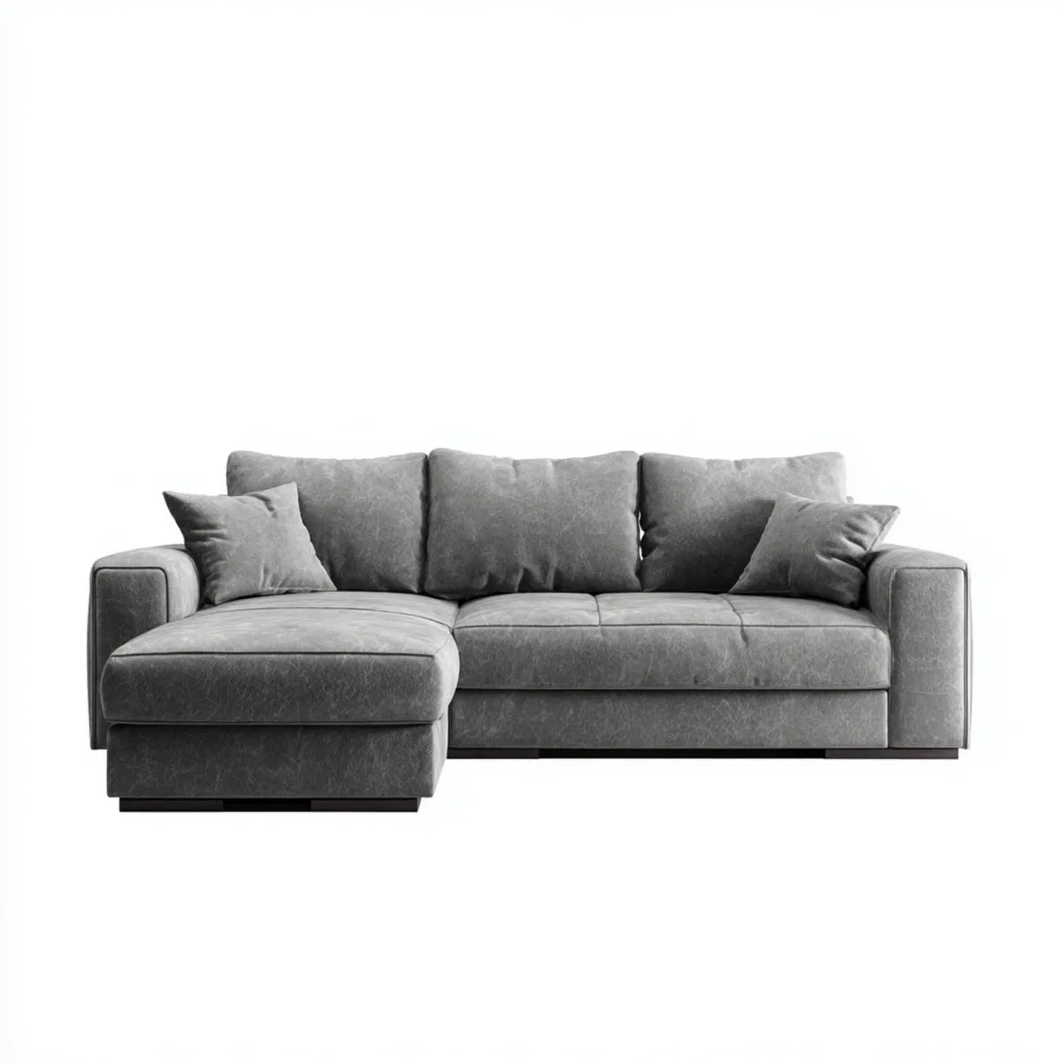 Canapé d'angle gauche 3 places gris en microfibre polyester 260 x 165 x 85 cm en L