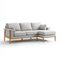Canapé d'angle droit 3 places gris clair 220 x 150 x 85 cm polyester bois massif forme L