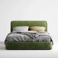 Lit double rembourré vert olive 160 x 200 cm en velours polyester rectangulaire