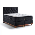 Lit double boxspring noir 160 x 200 cm avec matelas et tête de lit capitonnée