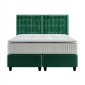 Lit double capitonné avec matelas vert foncé et blanc 160 x 200 cm en velours de polyester rectangulaire