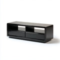 Meuble TV noir 120 x 40 x 45 cm en MDF rectangulaire avec 2 tiroirs