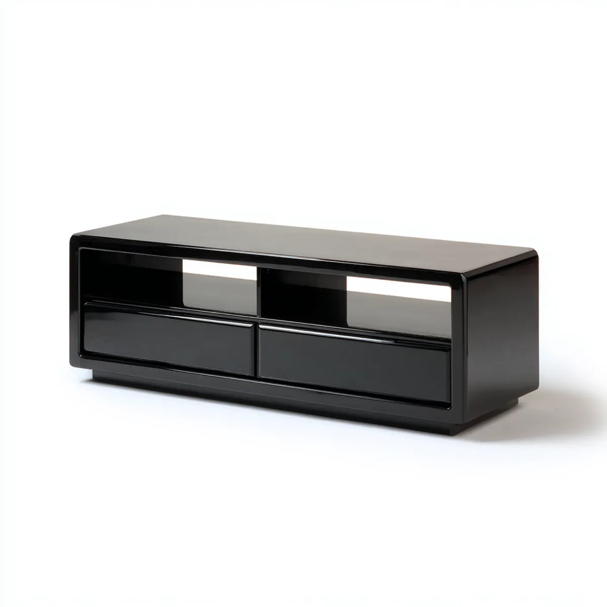 Meuble TV noir 120 x 40 x 45 cm en MDF rectangulaire avec 2 tiroirs